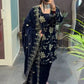 Velvet Embroidered Kurti with Farshi Salwar and Dupatta