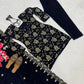 Velvet Embroidered Kurti with Farshi Salwar and Dupatta