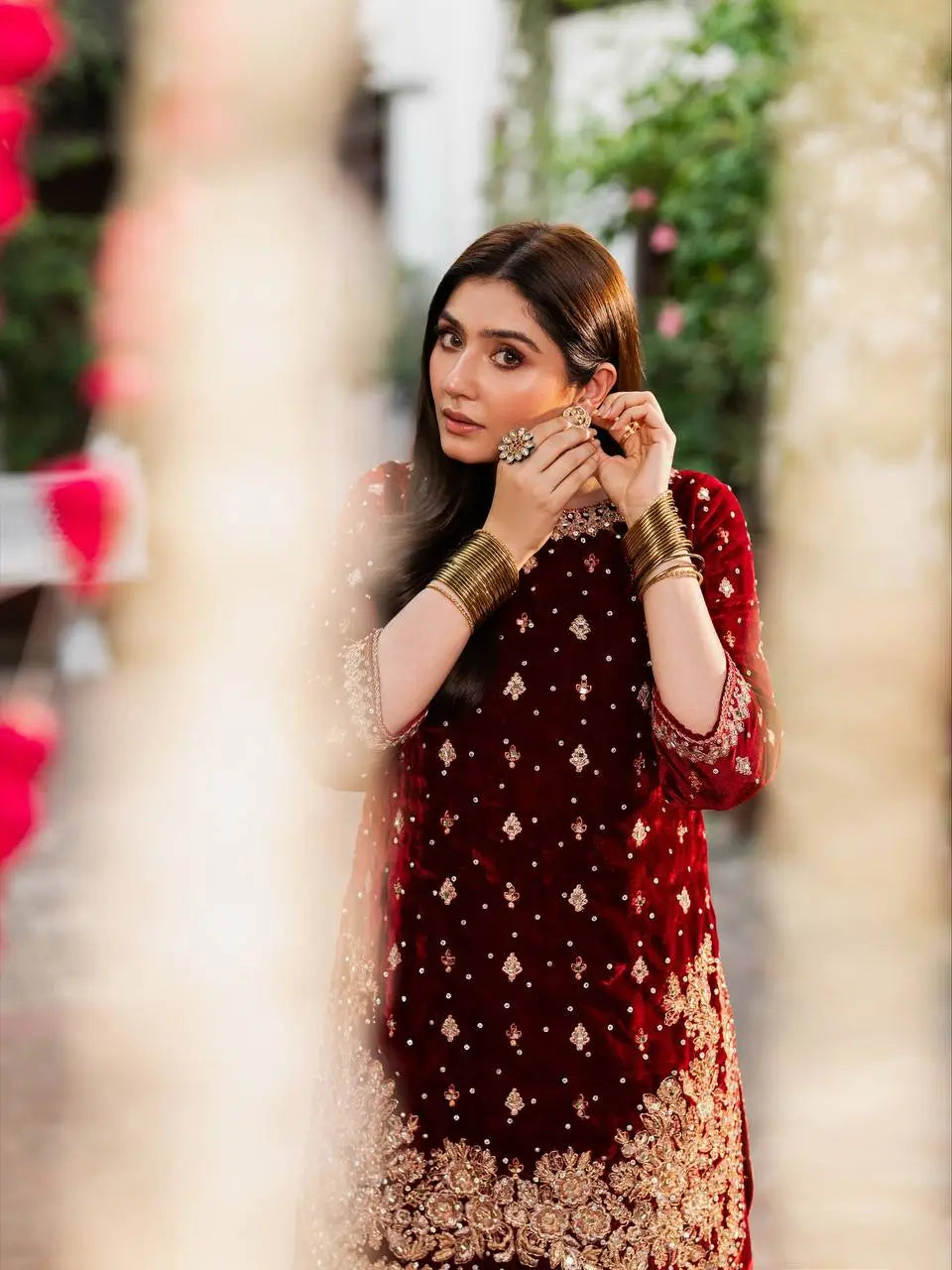 Velvet Embroidered Palazzo Suit Set