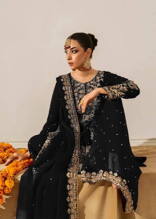 Velvet Embroidered Plazo Suit Set