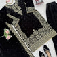 Velvet Embroidered Plazo Suit Set