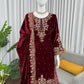 Velvet Embroidered Plazo Suit Set