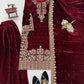 Velvet Embroidered Plazo Suit Set