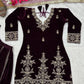 Velvet Embroidered Sharara Suit Set