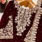 Velvet Embroidered Sharara Suit Set