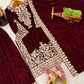 Velvet Embroidered Sharara Suit Set