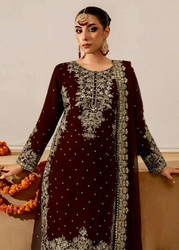 Velvet Embroidered Sharara Suit Set