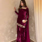 Velvet Embroidered Sharara Suit Set