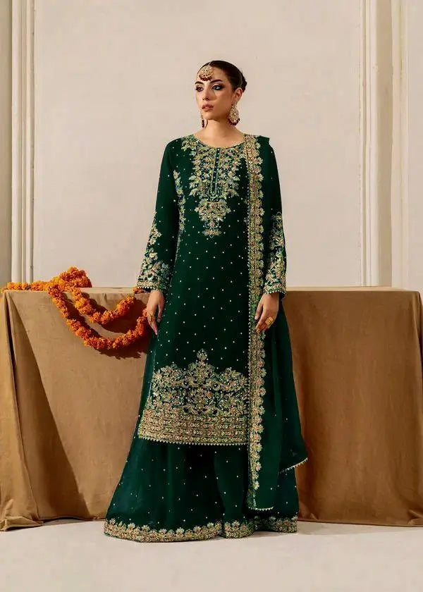 Velvet Embroidered Sharara Suit Set