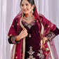 Velvet Embroidered Sharara Suit Set