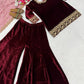 Velvet Embroidered Sharara Suit Set
