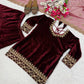 Velvet Embroidered Sharara Suit Set