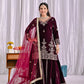 Velvet Embroidered Sharara Suit Set