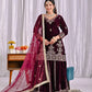 Velvet Embroidered Sharara Suit Set