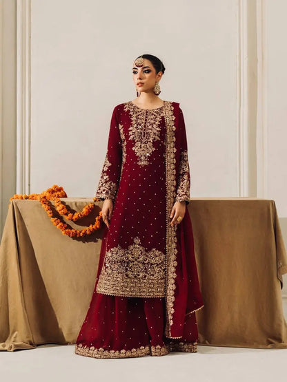 Velvet Embroidered Sharara Suit Set