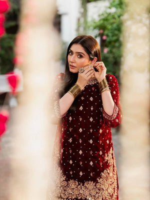 Velvet Embroidered Suit Set