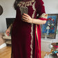 Velvet Embroidered Suit Set with Georgette Dupatta