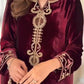 Velvet Embroidered Suit Set with Georgette Dupatta