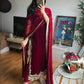 Velvet Embroidered Suit Set with Georgette Dupatta