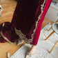 Velvet Embroidered Suit Set with Georgette Dupatta