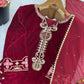 Velvet Embroidered Suit Set with Georgette Dupatta