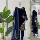 Velvet Embroidered Suit Set with Net Dupatta