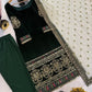 Velvet Embroidered Suit Set with Net Dupatta