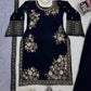 Velvet Embroidered Suit Set with Net Dupatta