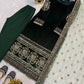 Velvet Embroidered Suit Set with Net Dupatta