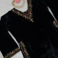Velvet Embroidered Suit Set with Side Pockets
