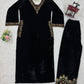 Velvet Embroidered Suit Set with Side Pockets