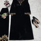 Velvet Embroidered Suit Set with Side Pockets