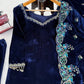 Velvet Embroidered Suit Set with Velvet Dupatta