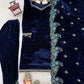 Velvet Embroidered Suit Set with Velvet Dupatta