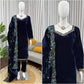Velvet Embroidered Suit Set with Velvet Dupatta
