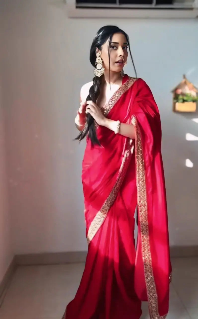 Velvet Handwork Ready to Wear Saree