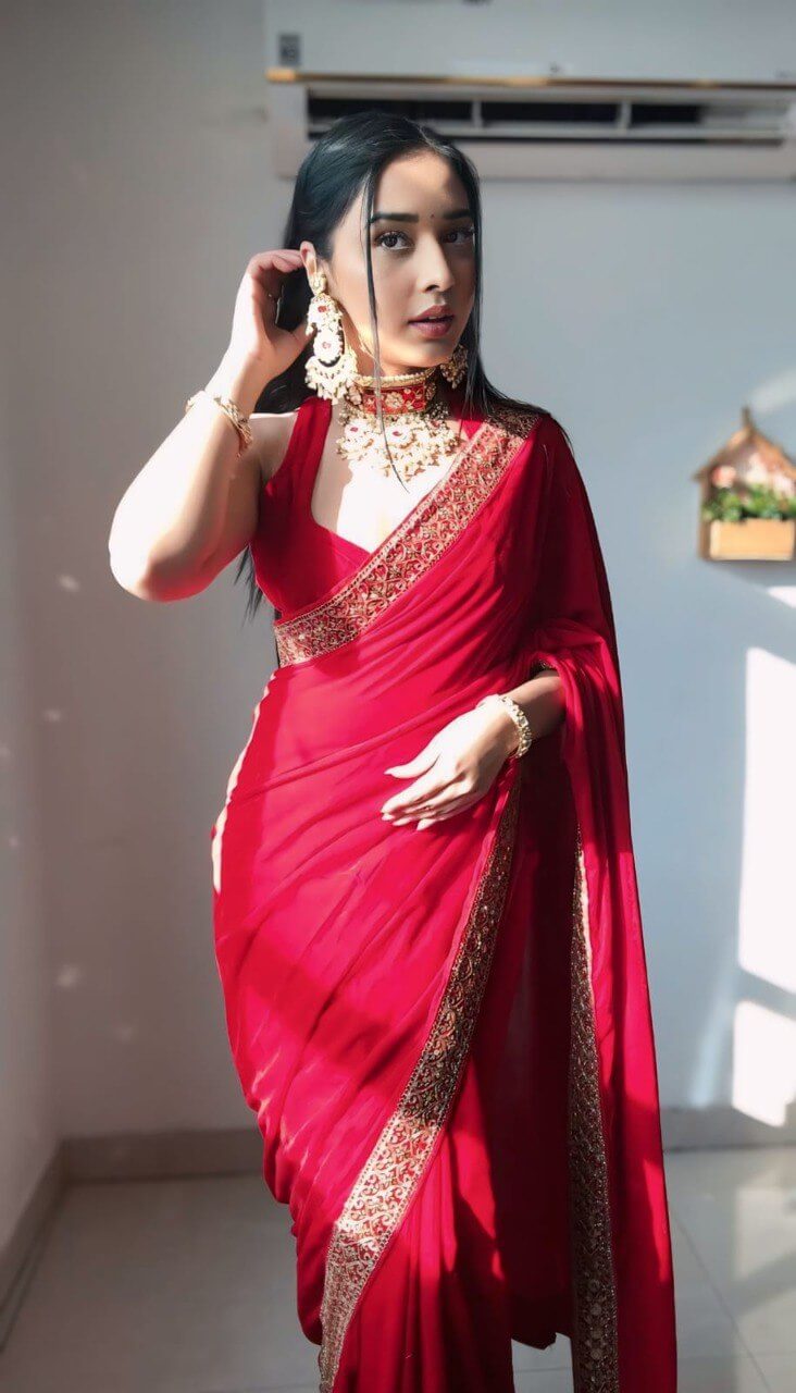 Velvet Handwork Ready to Wear Saree