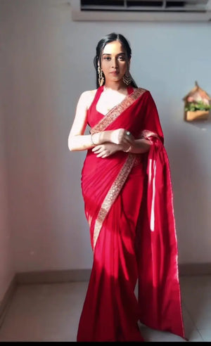 Velvet Handwork Ready to Wear Saree