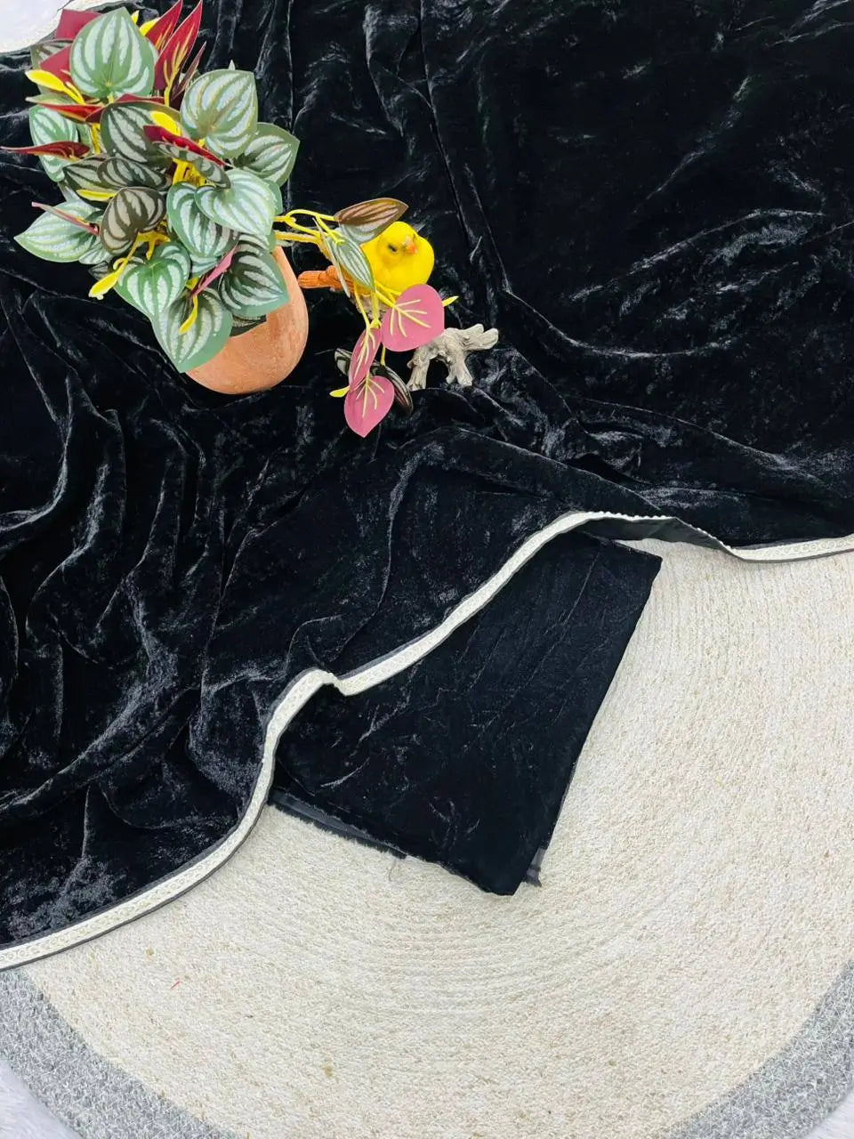 Velvet Pearl Border Saree