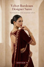 Velvet Saree with Dual Sequins Embroidered Border