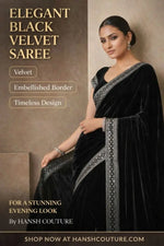 Velvet Saree with Dual Sequins Embroidered Border