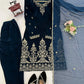 Velvet Thread Embroidered Suit Set with Dupatta