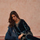 Velvet Thread Embroidered Suit Set with Dupatta