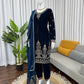 Velvet Thread Embroidered Suit Set with Dupatta
