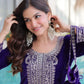 Velvet Zari Embroidered Kurta Pant Set With Batwa