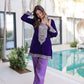 Velvet Zari Embroidered Kurta Pant Set With Batwa