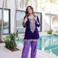 Velvet Zari Embroidered Kurta Pant Set With Batwa