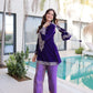 Velvet Zari Embroidered Kurta Pant Set With Batwa