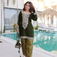 Velvet Zari Embroidered Kurta Pant Set With Batwa
