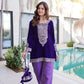 Velvet Zari Embroidered Kurta Pant Set With Batwa